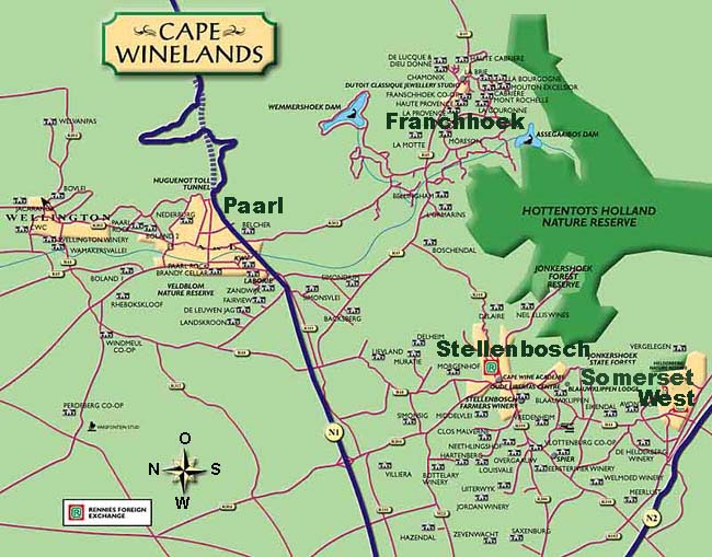 Rund um die Weinregion:
Somerset West - Paarl - Stellenbosch - Franchhoek